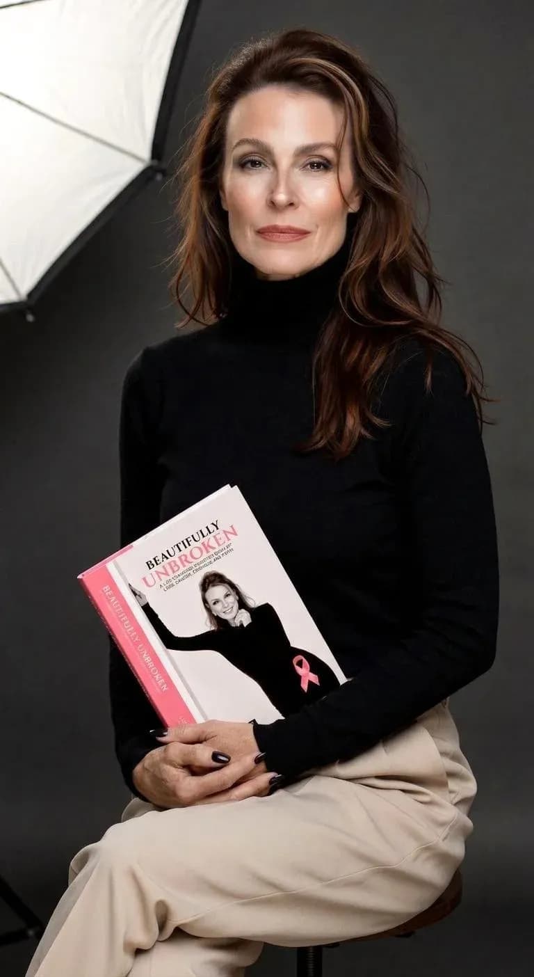 Lisa F. Crites holding her memoir Beautifully Unbroken