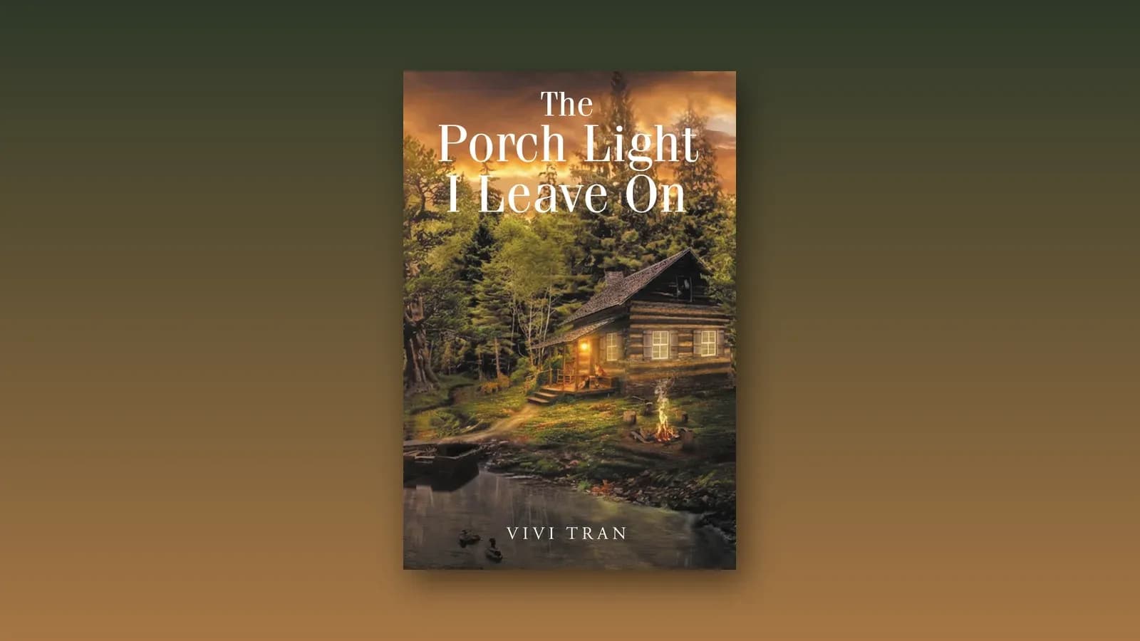 The Porch Light I Leave On by Vivi Tran, cover art on an amber dusk background